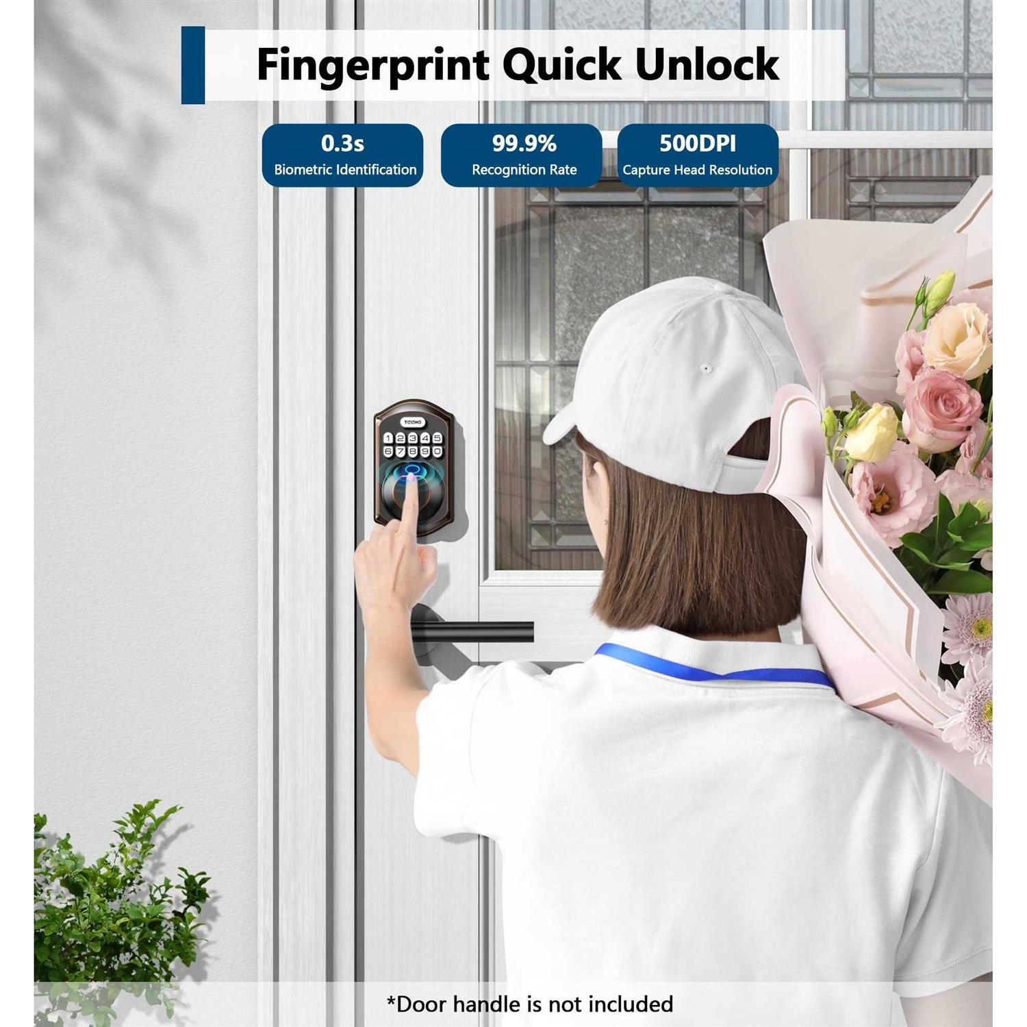 TEEHO TE002 Fingerprint Door Lock Keyless Entry Door Lock with Keypad - Zenithce