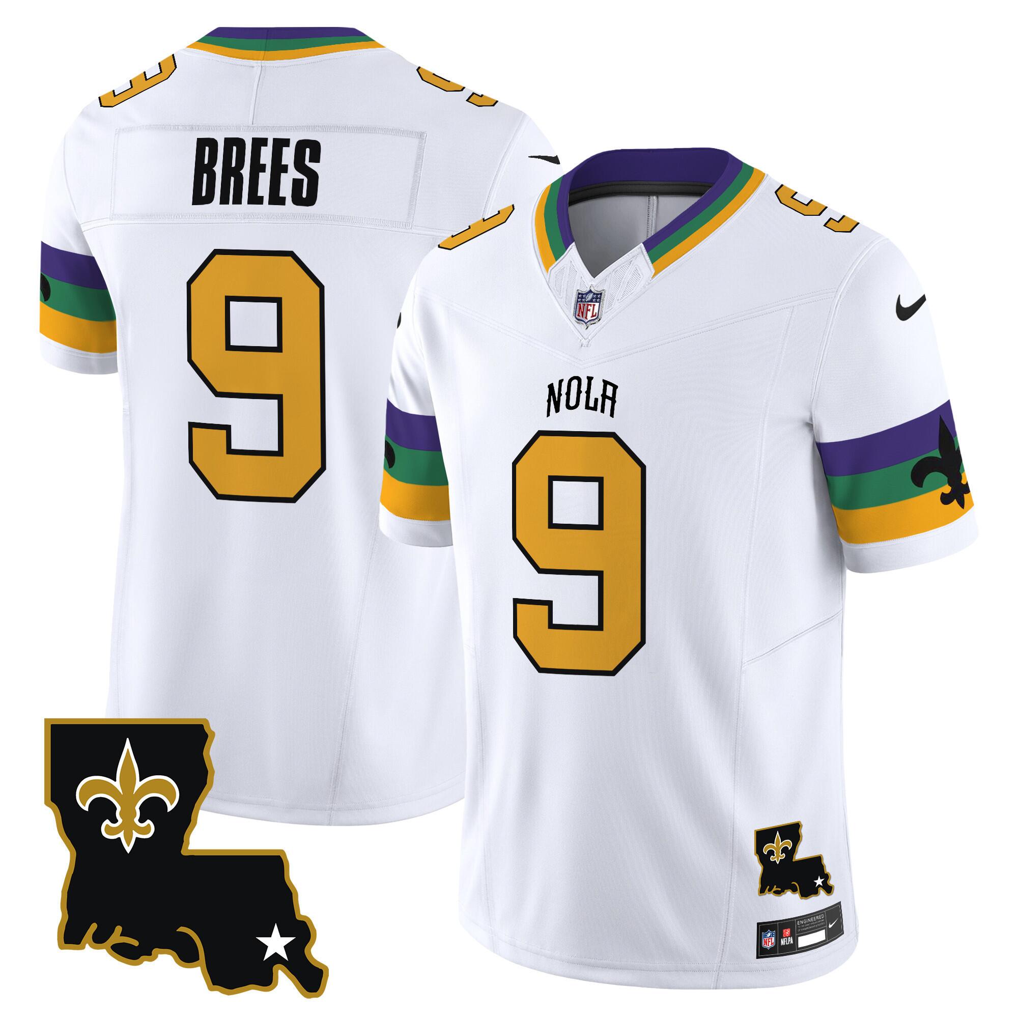 New Orleans Saints #9 Drew Brees White 2024 F.U.S.E. Vapor Limited Stitched Jersey - Zenithce