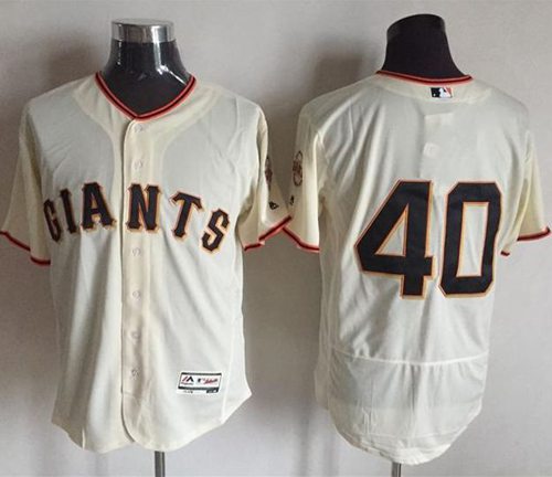 Giants #40 Madison Bumgarner Cream Flexbase Authentic Collection Stitched Jersey - Zenithce