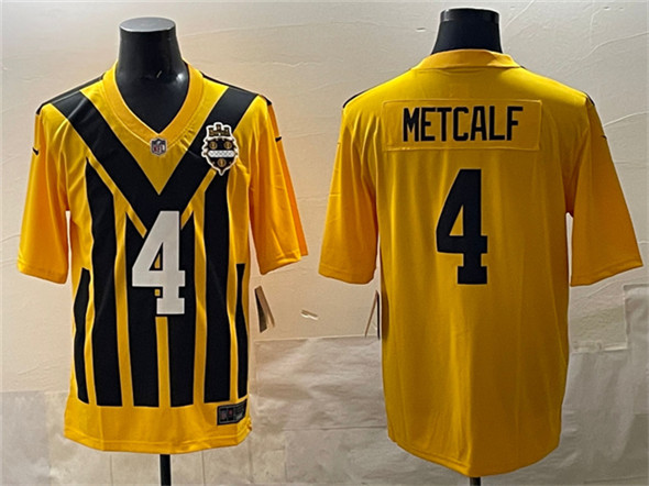 Pittsburgh Steelers #4 DK Metcalf Gold 1933 Throwback Alternate Football Stitched Game Jersey - Zenithce
