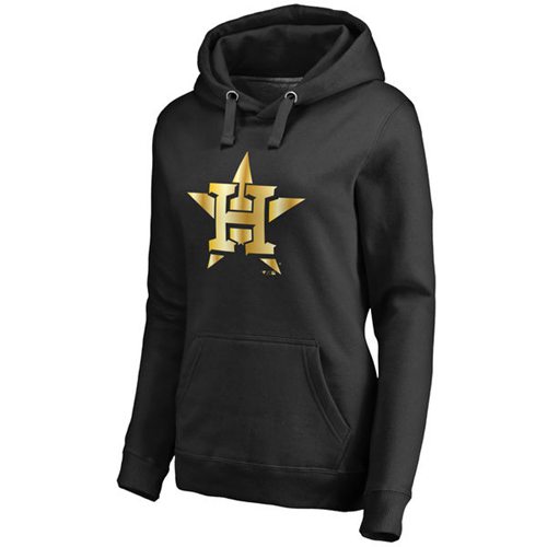 Women's Houston Astros Gold Collection Pullover Hoodie Black - Zenithce