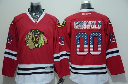 Blackhawks #00 Clark Griswold Red USA Flag Fashion Stitched Jersey - Zenithce