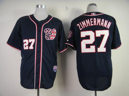Nationals #27 Jordan Zimmermann Navy Blue Cool Base Stitched Jersey - Zenithce