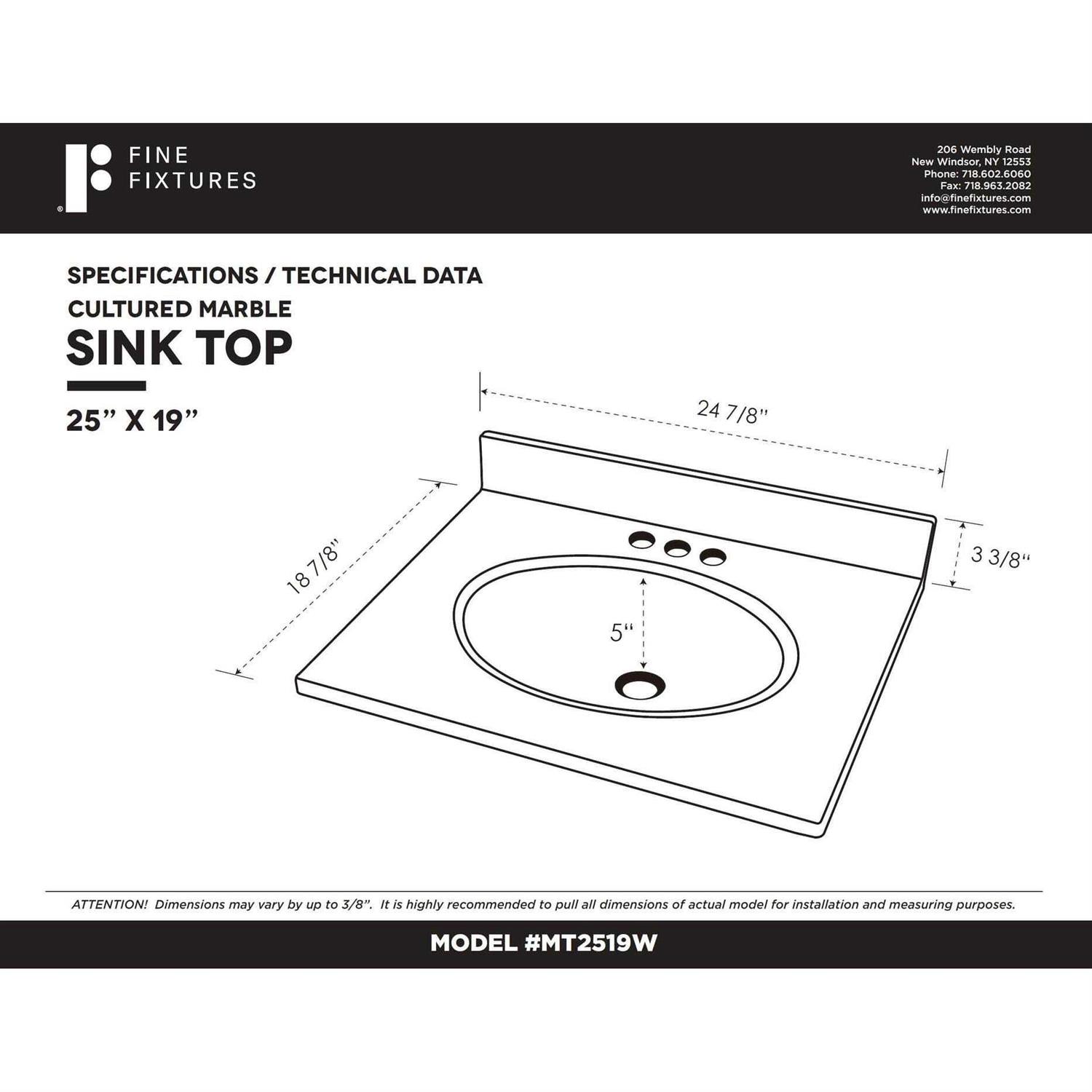 Fine Fixtures WH1711W Vitreous China Rectangular Wall Mount Bathroom Sink - Zenithce
