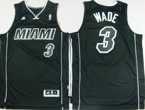 Miami Heat #3 Dwyane Wade Revolution 30 Swingman All Black With White Jersey - Zenithce