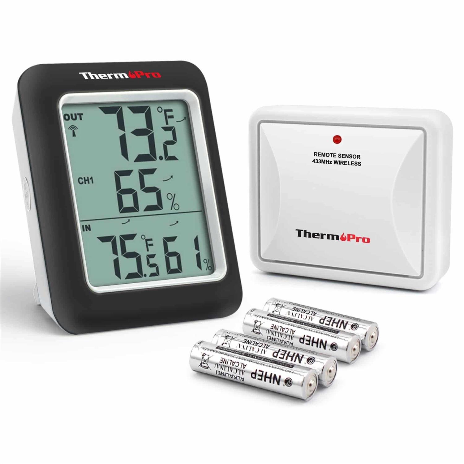 ThermoPro Digital Hygrometer Indoor Outdoor Thermometer Wireless Temperature and Humidity Gauge Monitor Room Thermometer - Zenithce