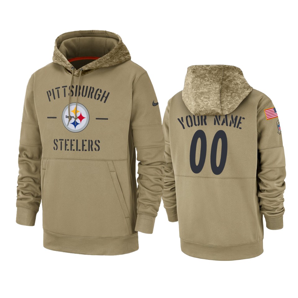 Pittsburgh Steelers Customized Tan 2019 Salute To Service Sideline Therma Pullover Hoodie - Zenithce