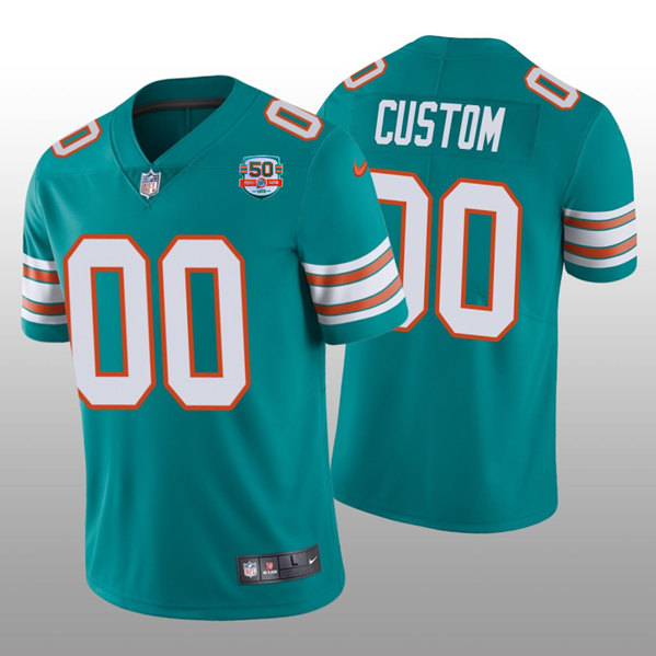 Miami Dolphins Customized Custom 2022 Aqua With 50th Perfect Season Patch Limited Stitched Jersey - Zenithce