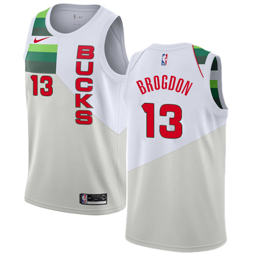 Bucks #13 Malcolm Brogdon White Swingman Earned Edition Jersey - Zenithce