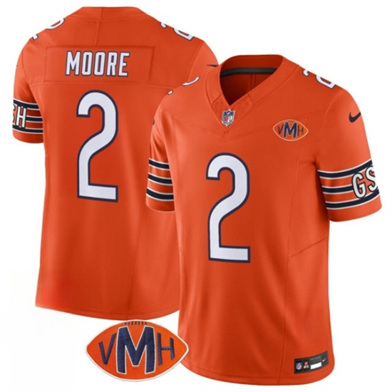 Chicago Bears #2 D.J. Moore Orange 2025 F.U.S.E. With VMH Patch Vapor Untouchable Limited Football Stitched Jersey - Zenithce