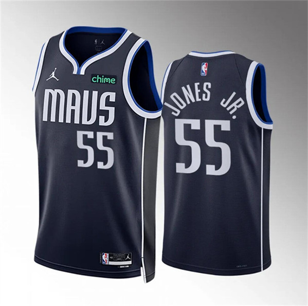 Dallas Mavericks #55 Derrick Jones Jr Navy Statement Edition Stitched Jersey - Zenithce