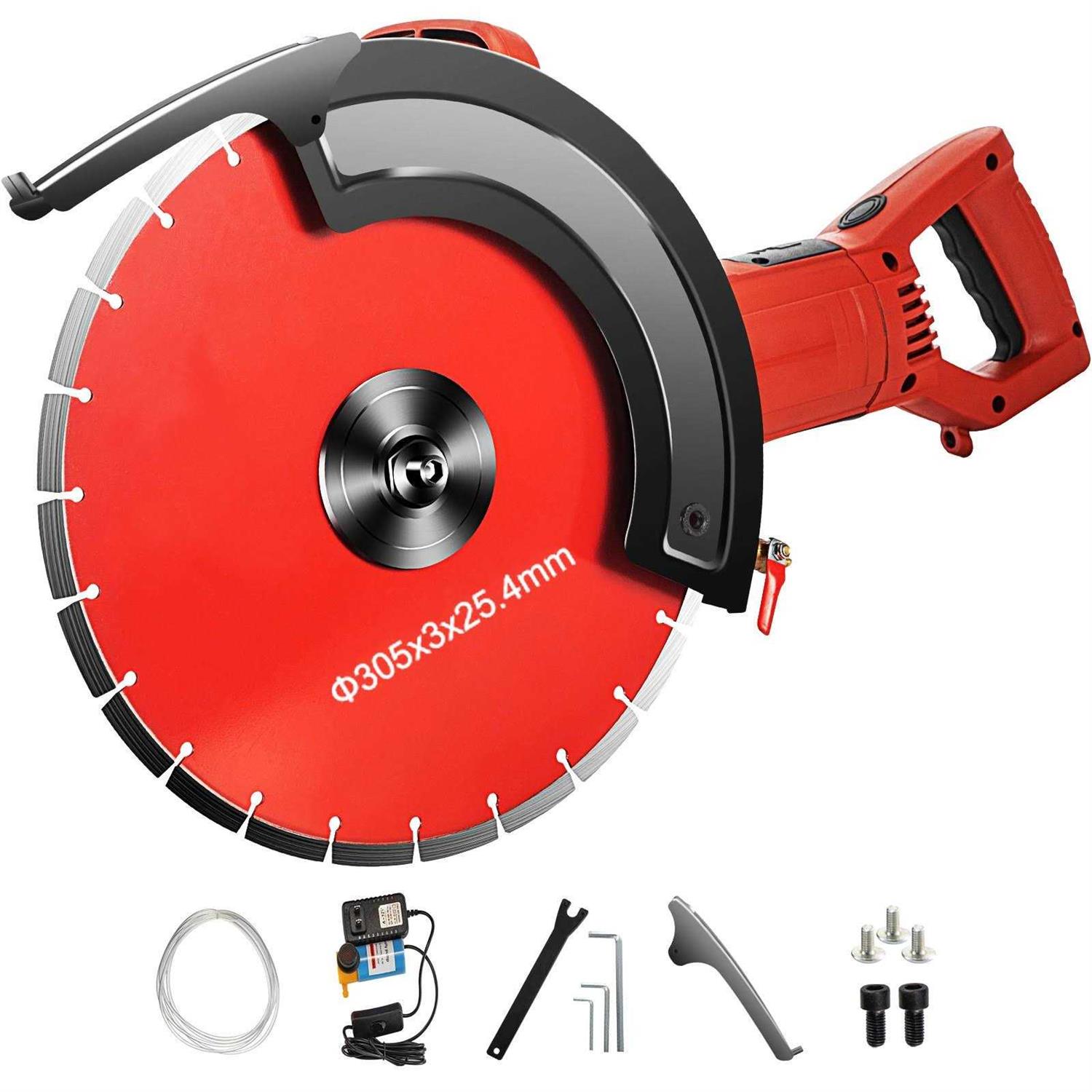 VEVOR 12 Concrete Cutter, 15-Amp Concrete Saw, Electric Circular Saw with 12 Blade and Tools - Zenithce