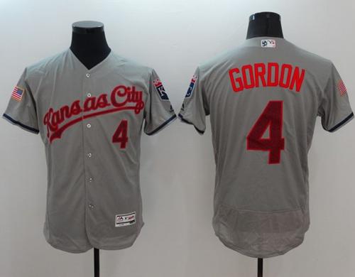 Royals #4 Alex Gordon Grey Fashion Stars Stripes Flexbase Authentic Stitched Jersey - Zenithce
