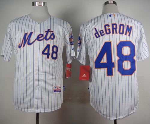 Mets #48 Jacob DeGrom White(Blue Strip) Home Cool Base Stitched Jersey - Zenithce