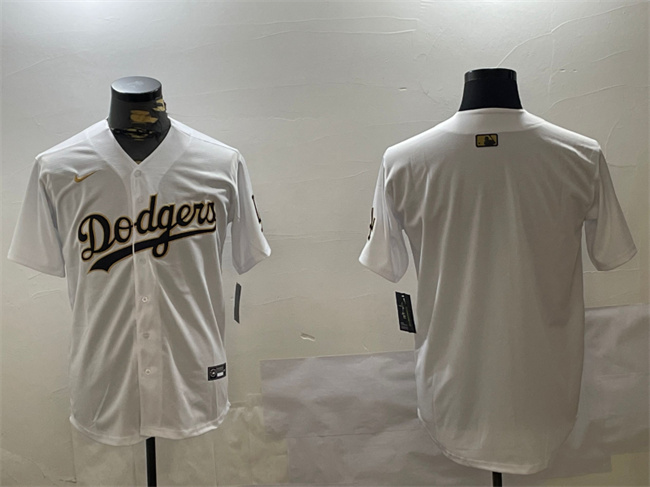 Los Angeles Dodgers Blank White Gold Home Limited Stitched Jersey - Zenithce