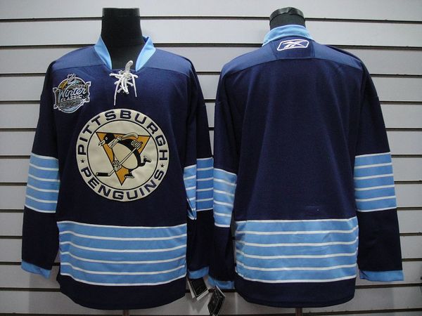 Penguins Blank Stitched Dark Blue 2011 Winter Classic Vintage Jersey - Zenithce