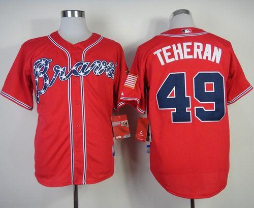 Braves #49 Julio Teheran Red Cool Base Stitched Jersey - Zenithce