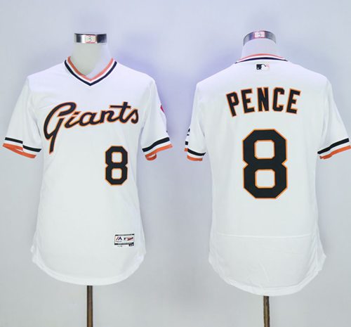 Giants #8 Hunter Pence White Flexbase Authentic Collection Cooperstown Stitched Jersey - Zenithce