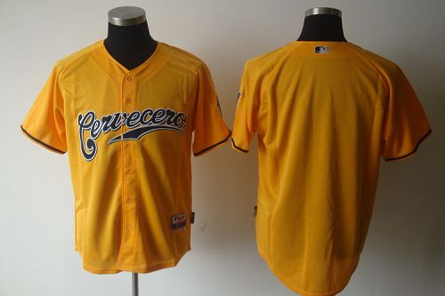 Brewers Blank Yellow Cerveceros Cool Base Stitched Jersey - Zenithce