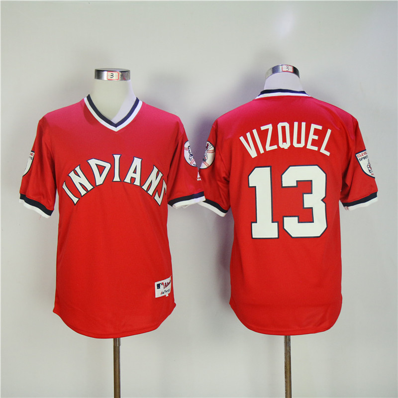 Cleveland Indians #13 Omar Vizquel Red Turn Back The Clock Throwback Stitched Jersey - Zenithce