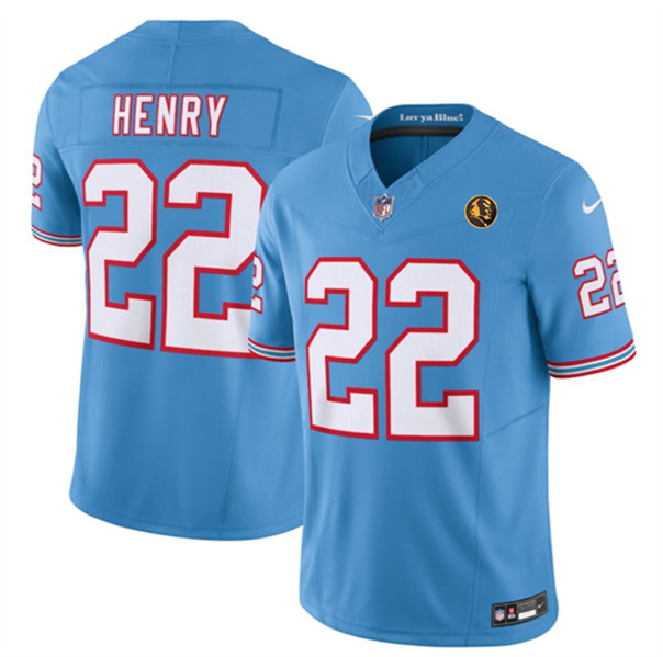 Tennessee Titans #22 Derrick Henry Blue 2023 F.U.S.E. Throwback With John Madden Patch Vapor Limited Stitched Jersey - Zenithce