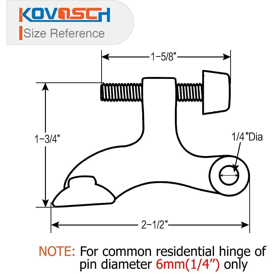 Kovosch 2 Pack Hinge Pin Door Stopper Adjustable Heavy Duty Hinge Pin Door Stop Rubber Bumper Tips - Zenithce