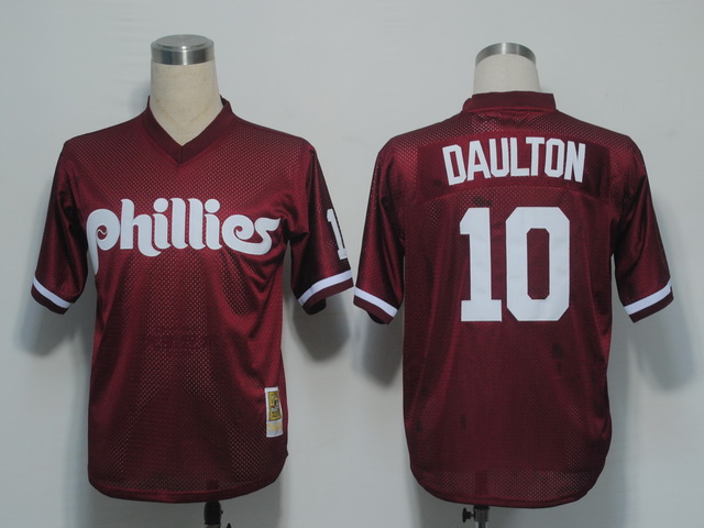 Mitchell And Ness 1991 Phillies #10 Darren Daulton Red Stitched Jersey - Zenithce