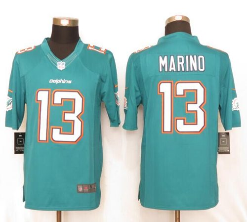 Dolphins #13 Dan Marino Aqua Green Team Color Stitched Limited Nike Jersey - Zenithce