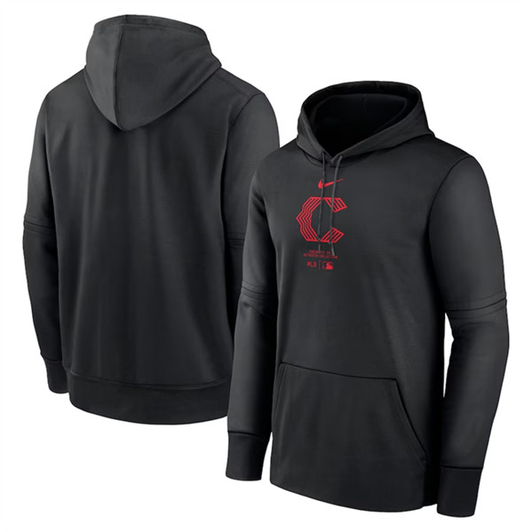 Cincinnati Reds Black Collection Practice Performance Pullover Hoodie - Zenithce