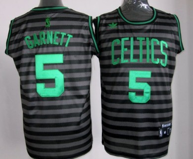 Boston Celtics #5 Kevin Garnett Gray With Black Pinstripe Jersey - Zenithce