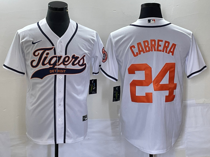 Detroit Tigers #24 Miguel Cabrera White Cool Base Stitched Jersey - Zenithce