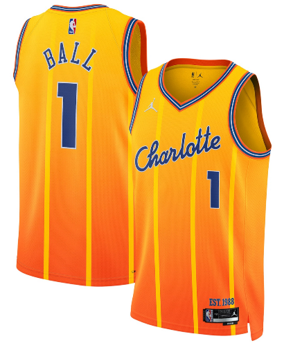 Charlotte Hornets #1 LaMelo Ball Gold 2025-26 City Edition Swingman Stitched Jersey - Zenithce