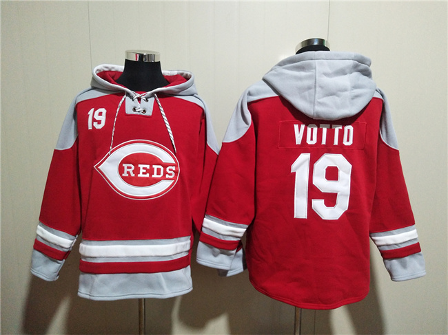 Cincinnati Reds #19 Joey Votto Red Ageless Must-Have Lace-Up Pullover Hoodie - Zenithce