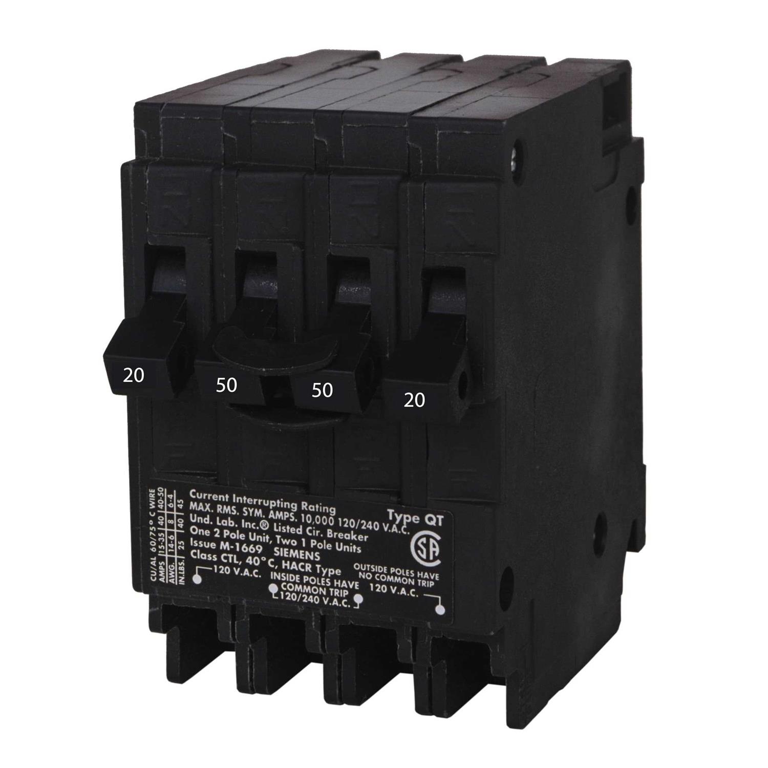 Siemens Q22020CT2 Two 20-Amp Double Pole Circuit Breaker - Zenithce