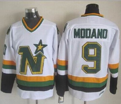 Stars #9 Mike Modano Stitched White CCM Throwback Jersey - Zenithce