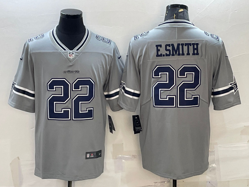 Dallas Cowboys #22 Emmitt Smith Gray Inverted Edition Stitched Jersey - Zenithce