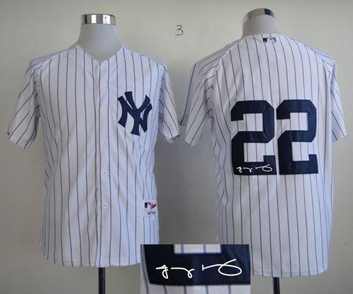 Yankees #22 Jacoby Ellsbury White Autographed Stitched Jersey - Zenithce