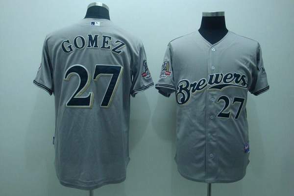 Brewers #27 Carlos Gomez Stitched Grey Cool Base Jersey - Zenithce