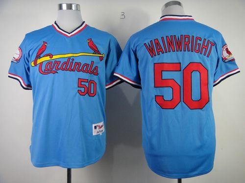 Cardinals #50 Adam Wainwright Blue 1982 Turn Back The Clock Stitched Jersey - Zenithce