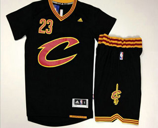 Cleveland Cavaliers #23 LeBron James Revolution 30 Swingman 2015-16 New Black Short-Sleeved Jersey(With-Shorts) - Zenithce
