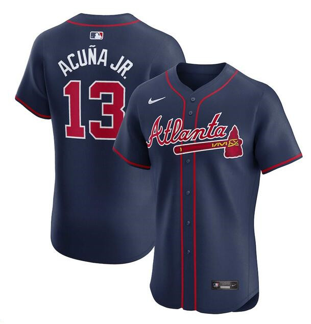Atlanta Braves #13 Ronald Acuña Jr. Navy Alternate Elite Stitched Jersey - Zenithce
