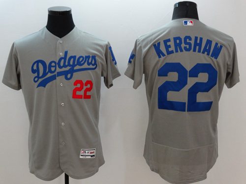 Dodgers #22 Clayton Kershaw Grey Flexbase Authentic Collection Stitched Jersey - Zenithce