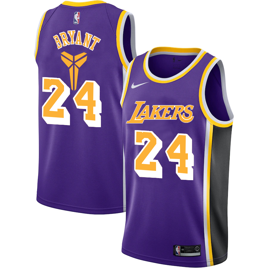 Los Angeles Lakers #24 Kobe Bryant Purple Swingman Black Mamba Logo Swingman Jeresy - Zenithce
