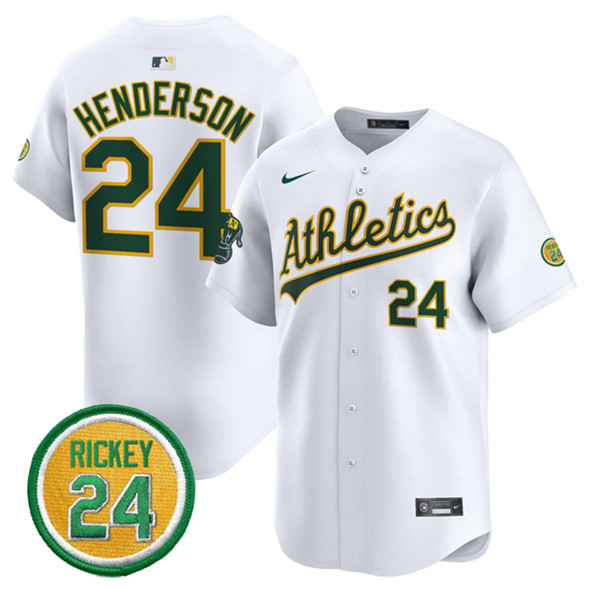 Oakland Athletics #24 Rickey Henderson White 2024 Home Limited With Rickey Henderson Patch Stitched Jersey - Zenithce