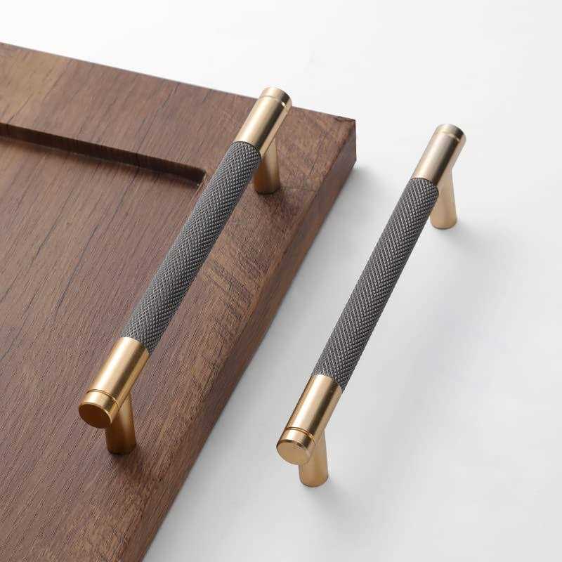 Westablize 24 Pack Bar Cabinet Pulls Gold and Grey Knurled Handles for Brushed Gold Drawer Pulls Cupboard - Zenithce