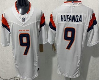 Denver Broncos #9 Talanoa Hufanga Limited White FUSE Vapor Jersey - Zenithce
