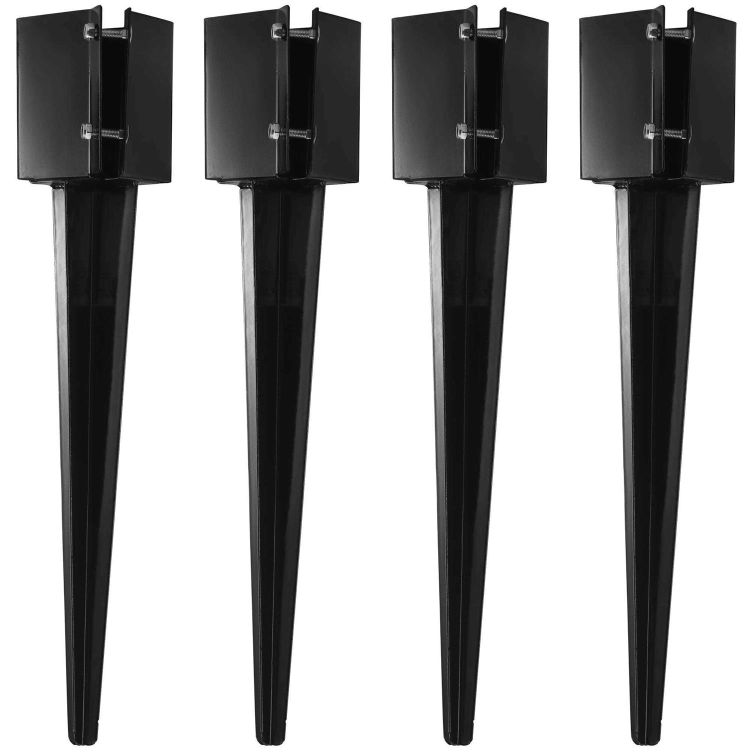 CRIZTA Heavy Duty 4×4 Fence Post Anchor Ground Spike Metal Black Powder Coated - Zenithce