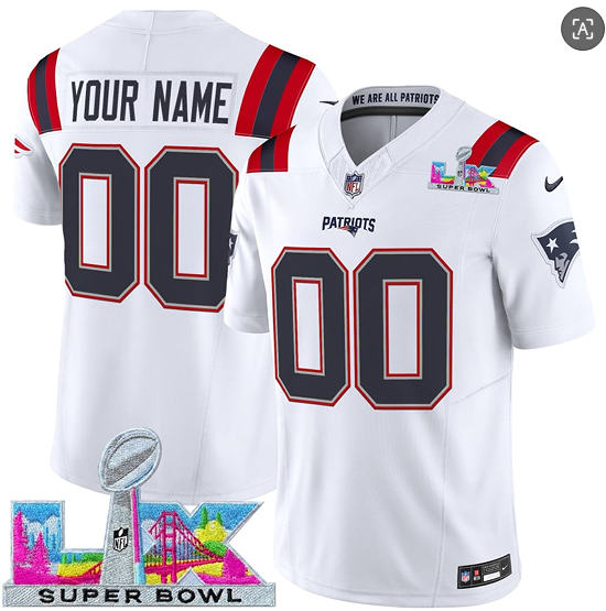 New England Patriots Custom White 2025 F.U.S.E. Super Bowl LX Patch Vapor Limited Stitched Jersey - Zenithce