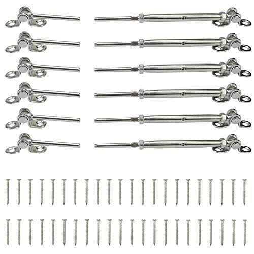 Muzata Cable Railing Kit 1/8 Swage Toggle Turnbuckle Hardware T316 Stainless Steel For Wood Post Woodeasy System Angle 180° Adjustable - Zenithce