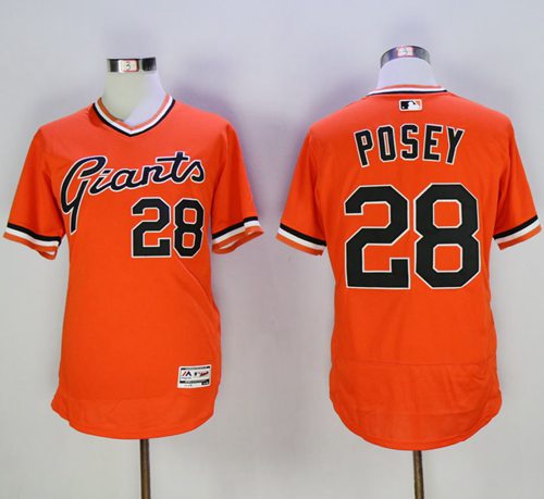 Giants #28 Buster Posey Orange Flexbase Authentic Collection Cooperstown Stitched Jerseys - Zenithce